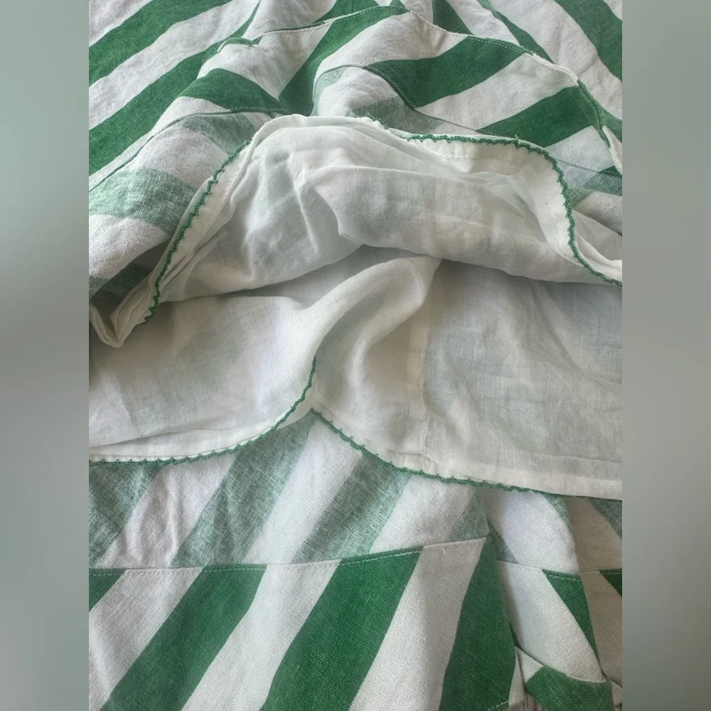 9-H15 STCL by Anthropologie A-Line Skirt Pockets Chevron Print Green/White 6